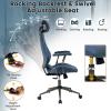 imageGiantex Ergonomic Office Chair Mid Century Modern Faux Fur Computer Desk Chair with 2D Headrest Rocking Backrest amp Wheels Vintage High Back Rolling Chair for Executive BrownBlue