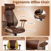 imageGiantex Ergonomic Office Chair Mid Century Modern Faux Fur Computer Desk Chair with 2D Headrest Rocking Backrest amp Wheels Vintage High Back Rolling Chair for Executive BrownBrown