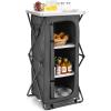 imageGiantex Folding Camping Storage Cabinet with 3 Shelves and Carry Bag Portable Outdoor Organizer Kitchen Table Quick Setup for BBQ Picnic Backyard Compact PopUp Cupboard 35HGrey