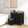 imageGiantex Laundry Hamper Laundry Basket Organizer with 3 PullOut Removable Bags Top Storage Shelf Metal Frame Laundry Sorter 3 Section for Laundry Room Bathroom Dorm Rustic Brown amp Black