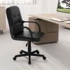 imageGiantex Leather Office Chair PU Ergonomic Desk Chair with Mid Back amp Curved Armrests Height Adjustable amp Rolling Computer Chair with Wheels for Gaming Working Black
