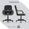 imageGiantex Leather Office Chair PU Ergonomic Desk Chair with Mid Back amp Curved Armrests Height Adjustable amp Rolling Computer Chair with Wheels for Gaming Working Black