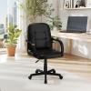 imageGiantex Leather Office Chair PU Ergonomic Desk Chair with Mid Back amp Curved Armrests Height Adjustable amp Rolling Computer Chair with Wheels for Gaming Working Black