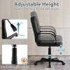 imageGiantex Leather Office Chair PU Ergonomic Desk Chair with Mid Back amp Curved Armrests Height Adjustable amp Rolling Computer Chair with Wheels for Gaming Working Black