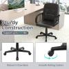 imageGiantex Leather Office Chair PU Ergonomic Desk Chair with Mid Back amp Curved Armrests Height Adjustable amp Rolling Computer Chair with Wheels for Gaming Working Black