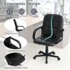 imageGiantex Leather Office Chair PU Ergonomic Desk Chair with Mid Back amp Curved Armrests Height Adjustable amp Rolling Computer Chair with Wheels for Gaming Working Black