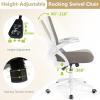 imageGiantex Mesh Office Chair Ergonomic Desk Chair with Flipup Arms amp Lumbar Support Height Adjustable Swivel Computer Desk with High Back for Home Office BlackKhaki
