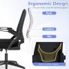 imageGiantex Mesh Office Chair Ergonomic Desk Chair with Flipup Arms amp Lumbar Support Height Adjustable Swivel Computer Desk with High Back for Home Office BlackBlack