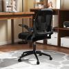 imageGiantex Mesh Office Chair Ergonomic Desk Chair with Flipup Arms amp Lumbar Support Height Adjustable Swivel Computer Desk with High Back for Home Office BlackBlack