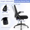 imageGiantex Mesh Office Chair Ergonomic Desk Chair with Flipup Arms amp Lumbar Support Height Adjustable Swivel Computer Desk with High Back for Home Office BlackBlack
