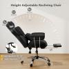 imageGiantex Office Desk Chair Big and Tall Executive Office Chair with Foot Rest and Lumbar Support High Back Leather Swivel Computer Task Chair Large Ergonomic Reclining Home Office Chair WhiteBlack
