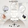 imageGiantex Office Desk Chair Big and Tall Executive Office Chair with Foot Rest and Lumbar Support High Back Leather Swivel Computer Task Chair Large Ergonomic Reclining Home Office Chair WhiteWhite