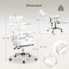 imageGiantex Office Desk Chair Big and Tall Executive Office Chair with Foot Rest and Lumbar Support High Back Leather Swivel Computer Task Chair Large Ergonomic Reclining Home Office Chair WhiteWhite