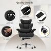imageGiantex Office Desk Chair Big and Tall Executive Office Chair with Foot Rest and Lumbar Support High Back Leather Swivel Computer Task Chair Large Ergonomic Reclining Home Office Chair WhiteBlack