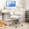 imageGiantex Office Desk Chair Big and Tall Executive Office Chair with Foot Rest and Lumbar Support High Back Leather Swivel Computer Task Chair Large Ergonomic Reclining Home Office Chair WhiteWhite