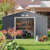 imageGiantex Outdoor Storage Shed with Double Sliding Door Galvanized Metal Garden Storage Room Front and Back Vent Weather Resistant Tool Storage Shed for Backyard Patio Lawn 11 x 8 FT11 x 8 FT
