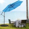 imageGiantex Patio Umbrella 10 Ft Pool Umbrellas with 32 LED Lights Solar Powered Offset Umbrella 8 Ribs Cantilever Umbrella with Tilting Adjustment HeavyDuty Outdoor UmbrellasBlue