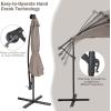 imageGiantex Patio Umbrella 10 Ft Pool Umbrellas with 32 LED Lights Solar Powered Offset Umbrella 8 Ribs Cantilever Umbrella with Tilting Adjustment HeavyDuty Outdoor UmbrellasTan