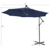 imageGiantex Patio Umbrella 10 Ft Pool Umbrellas with 32 LED Lights Solar Powered Offset Umbrella 8 Ribs Cantilever Umbrella with Tilting Adjustment HeavyDuty Outdoor UmbrellasNavy