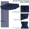 imageGiantex Patio Umbrella 10 Ft Pool Umbrellas with 32 LED Lights Solar Powered Offset Umbrella 8 Ribs Cantilever Umbrella with Tilting Adjustment HeavyDuty Outdoor UmbrellasNavy