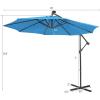 imageGiantex Patio Umbrella 10 Ft Pool Umbrellas with 32 LED Lights Solar Powered Offset Umbrella 8 Ribs Cantilever Umbrella with Tilting Adjustment HeavyDuty Outdoor UmbrellasBlue