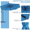 imageGiantex Patio Umbrella 10 Ft Pool Umbrellas with 32 LED Lights Solar Powered Offset Umbrella 8 Ribs Cantilever Umbrella with Tilting Adjustment HeavyDuty Outdoor UmbrellasBlue