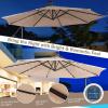 imageGiantex Patio Umbrella 10 Ft Pool Umbrellas with 32 LED Lights Solar Powered Offset Umbrella 8 Ribs Cantilever Umbrella with Tilting Adjustment HeavyDuty Outdoor UmbrellasBeige