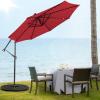 imageGiantex Patio Umbrella 10 Ft Pool Umbrellas with 32 LED Lights Solar Powered Offset Umbrella 8 Ribs Cantilever Umbrella with Tilting Adjustment HeavyDuty Outdoor UmbrellasBurgundy