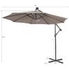 imageGiantex Patio Umbrella 10 Ft Pool Umbrellas with 32 LED Lights Solar Powered Offset Umbrella 8 Ribs Cantilever Umbrella with Tilting Adjustment HeavyDuty Outdoor UmbrellasTan