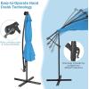 imageGiantex Patio Umbrella 10 Ft Pool Umbrellas with 32 LED Lights Solar Powered Offset Umbrella 8 Ribs Cantilever Umbrella with Tilting Adjustment HeavyDuty Outdoor UmbrellasBlue