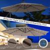 imageGiantex Patio Umbrella 10 Ft Pool Umbrellas with 32 LED Lights Solar Powered Offset Umbrella 8 Ribs Cantilever Umbrella with Tilting Adjustment HeavyDuty Outdoor UmbrellasTan
