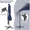 imageGiantex Patio Umbrella 10 Ft Pool Umbrellas with 32 LED Lights Solar Powered Offset Umbrella 8 Ribs Cantilever Umbrella with Tilting Adjustment HeavyDuty Outdoor UmbrellasNavy