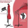 imageGiantex Patio Umbrella 10 Ft Pool Umbrellas with 32 LED Lights Solar Powered Offset Umbrella 8 Ribs Cantilever Umbrella with Tilting Adjustment HeavyDuty Outdoor UmbrellasBurgundy
