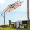 imageGiantex Patio Umbrella 10 Ft Pool Umbrellas with 32 LED Lights Solar Powered Offset Umbrella 8 Ribs Cantilever Umbrella with Tilting Adjustment HeavyDuty Outdoor UmbrellasBeige