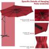 imageGiantex Patio Umbrella 10 Ft Pool Umbrellas with 32 LED Lights Solar Powered Offset Umbrella 8 Ribs Cantilever Umbrella with Tilting Adjustment HeavyDuty Outdoor UmbrellasBurgundy