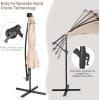 imageGiantex Patio Umbrella 10 Ft Pool Umbrellas with 32 LED Lights Solar Powered Offset Umbrella 8 Ribs Cantilever Umbrella with Tilting Adjustment HeavyDuty Outdoor UmbrellasBeige