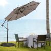 imageGiantex Patio Umbrella 10 Ft Pool Umbrellas with 32 LED Lights Solar Powered Offset Umbrella 8 Ribs Cantilever Umbrella with Tilting Adjustment HeavyDuty Outdoor UmbrellasTan
