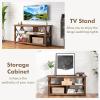 imageGiantex TV Stand for Bedroom TV Cabinet for TV Up to 55 Entertainment Center with Storage Shelf amp Cable Hole XShaped Metal Frame TV Console Table for Living Room BrownBrown