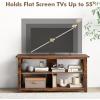 imageGiantex TV Stand for Bedroom TV Cabinet for TV Up to 55 Entertainment Center with Storage Shelf amp Cable Hole XShaped Metal Frame TV Console Table for Living Room BrownBrown