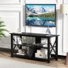 imageGiantex TV Stand for Bedroom TV Cabinet for TV Up to 55 Entertainment Center with Storage Shelf amp Cable Hole XShaped Metal Frame TV Console Table for Living Room BrownBlack
