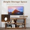 imageGiantex TV Stand for Bedroom TV Cabinet for TV Up to 55 Entertainment Center with Storage Shelf amp Cable Hole XShaped Metal Frame TV Console Table for Living Room BrownBrown
