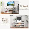 imageGiantex TV Stand for Bedroom TV Cabinet for TV Up to 55 Entertainment Center with Storage Shelf amp Cable Hole XShaped Metal Frame TV Console Table for Living Room BrownWhite