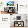 imageGiantex TV Stand for Bedroom TV Cabinet for TV Up to 55 Entertainment Center with Storage Shelf amp Cable Hole XShaped Metal Frame TV Console Table for Living Room BrownBlack