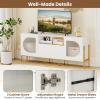 imageGiantex White TV Stand for TVs up to 70 Modern Entertainment Center with Power Outlets 2 Drawers 2 Open Shelves Cabinets amp Cable Hole Media Console Table for Living Room Bedroom