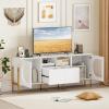 imageGiantex White TV Stand for TVs up to 70 Modern Entertainment Center with Power Outlets 2 Drawers 2 Open Shelves Cabinets amp Cable Hole Media Console Table for Living Room Bedroom
