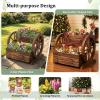 imageGiantex Wooden Wagon Planter Box Garden Planter with Drainage Holes amp Wheels for Flowers Herbs Vegetables Indoor Outdoor Decorative Flower Cart for Patio Garden Balcony 12