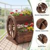 imageGiantex Wooden Wagon Planter Box Garden Planter with Drainage Holes amp Wheels for Flowers Herbs Vegetables Indoor Outdoor Decorative Flower Cart for Patio Garden Balcony 11