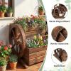imageGiantex Wooden Wagon Planter Box Garden Planter with Drainage Holes amp Wheels for Flowers Herbs Vegetables Indoor Outdoor Decorative Flower Cart for Patio Garden Balcony 12