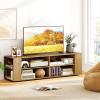 imageGianetx Modern TV Stand for TVs up to 65 Inch Wooden Entertainment Center w 4 Storage Cubbies Side Shelves w 5 Raised Feet Media TV Console Table for Living Room NaturalNatural