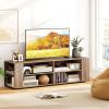 imageGianetx Modern TV Stand for TVs up to 65 Inch Wooden Entertainment Center w 4 Storage Cubbies Side Shelves w 5 Raised Feet Media TV Console Table for Living Room NaturalOak